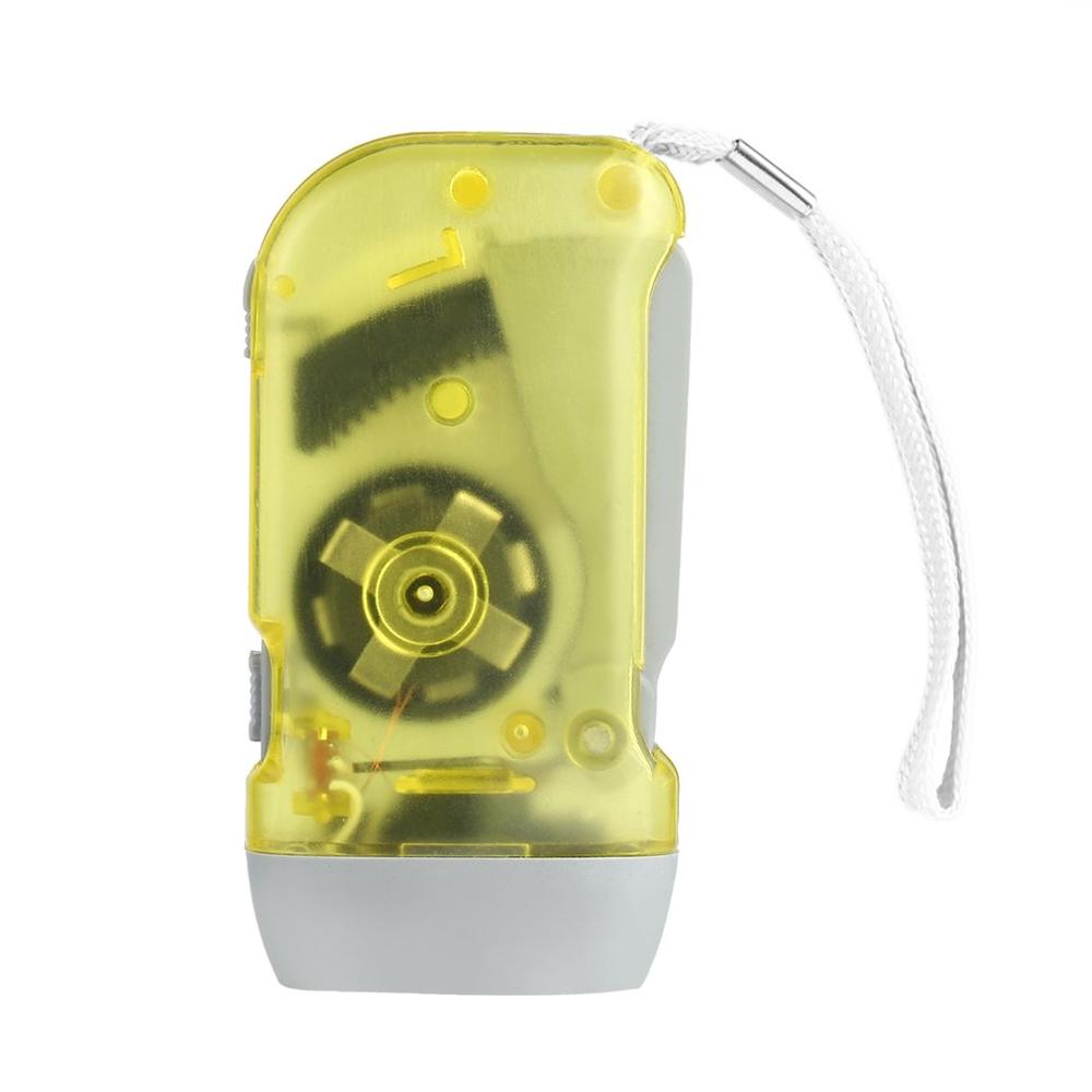 Linterna Dinamo de presión manual para exteriores y el hogar, luz de antorcha de viento, manivela, lámpara de Camping, 3 LED: YELLOW