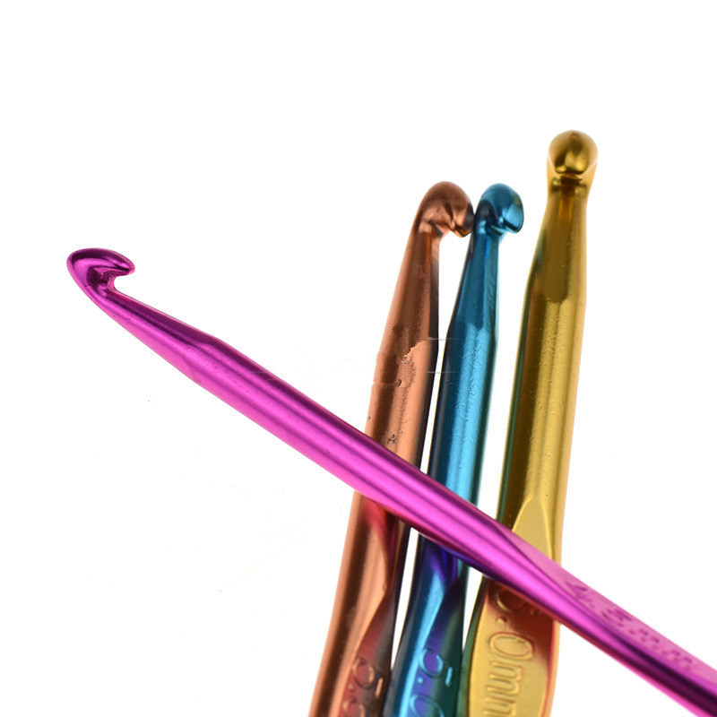 Agujas de tejer de Metal, ganchos de ganchillo hechos a mano, manualidades, gancho de hilo, tejido de suéter, 2/3/4/5/6,5/7/8/9/10mm, herramientas de costura