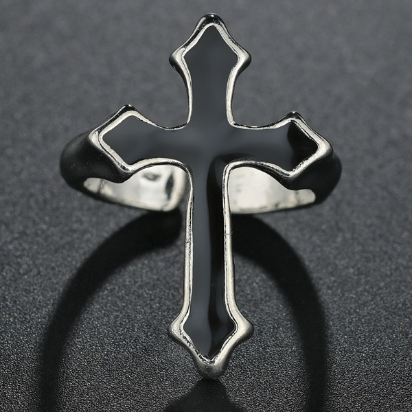 Bague croix noire Vintage pour femmes, gothique, Punk, Steampunk, jésus, pour hommes, fille et garçon, fête, bijoux masculins à la: Violet