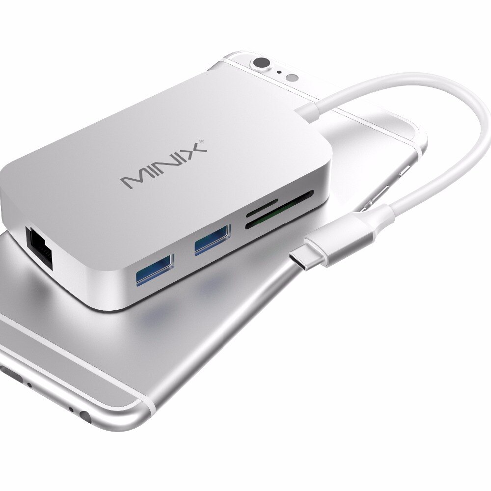 Minix neo c tipo-c adaptador multiport com hdmi-saída compatível 4k gigabit ethernet USB-C para carregar compatível com macbook