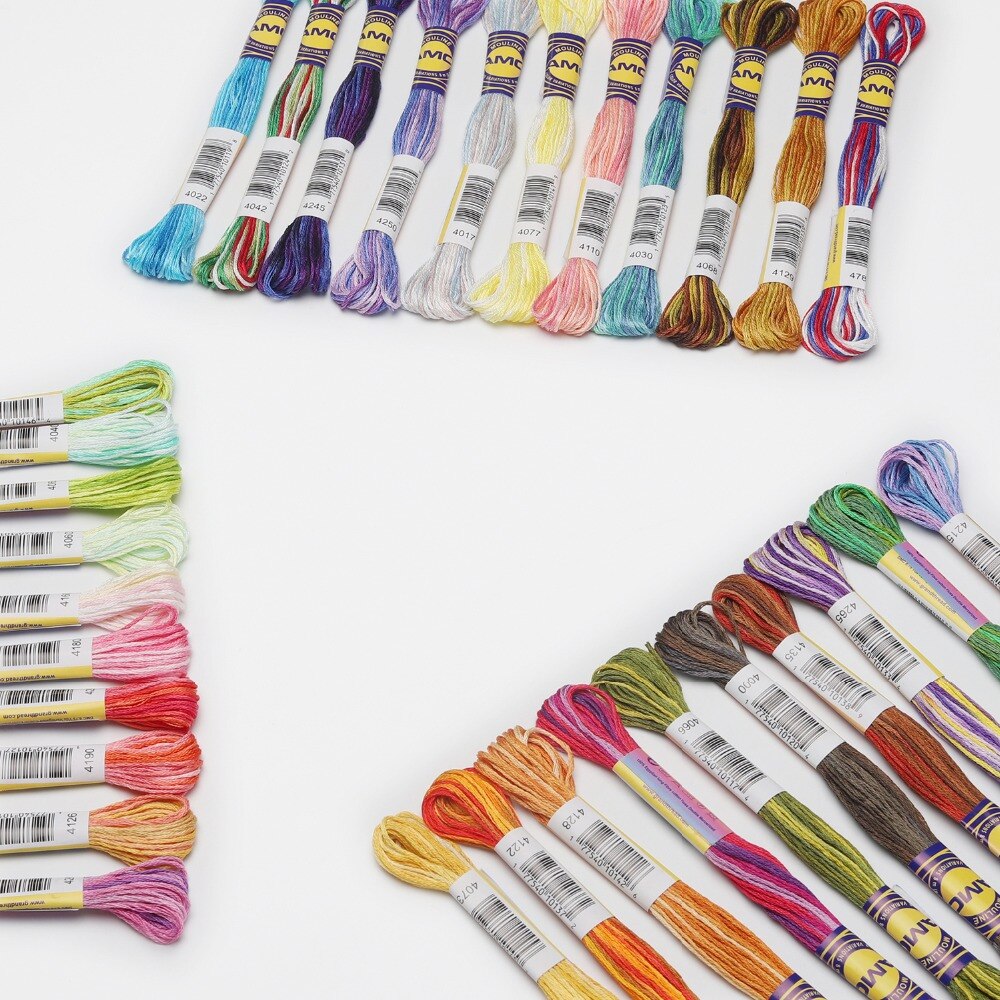 4th Variegated Cotton Embroidery Floss 6 strands 8 meters per skein Color Variation Cross stitch Thread 30 DMC Colors