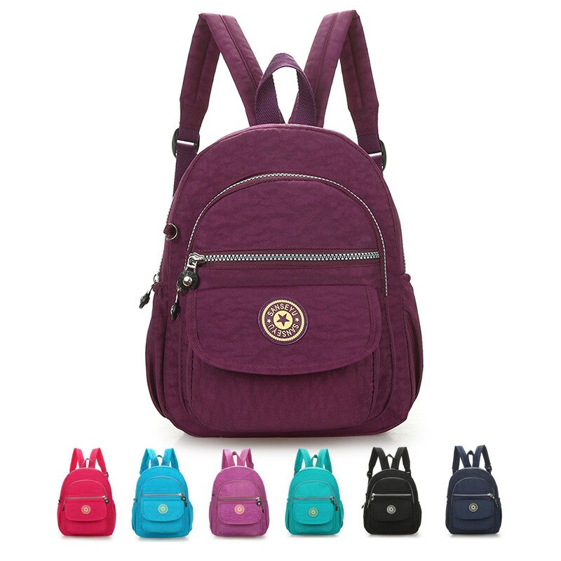 Mochila escolar informal de nailon para mujer, Mochila pequeña e impermeable, bolso de hombro, bolso de mano de capacidad Simple, mochila para chicas