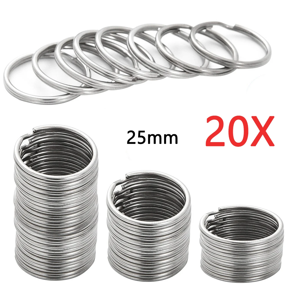 30mm/25mm/20mm Metal Key Rings Keychain Sets Keyfob Anti-rust KeyRings Key Chains Car Key Pendant Split: Brown