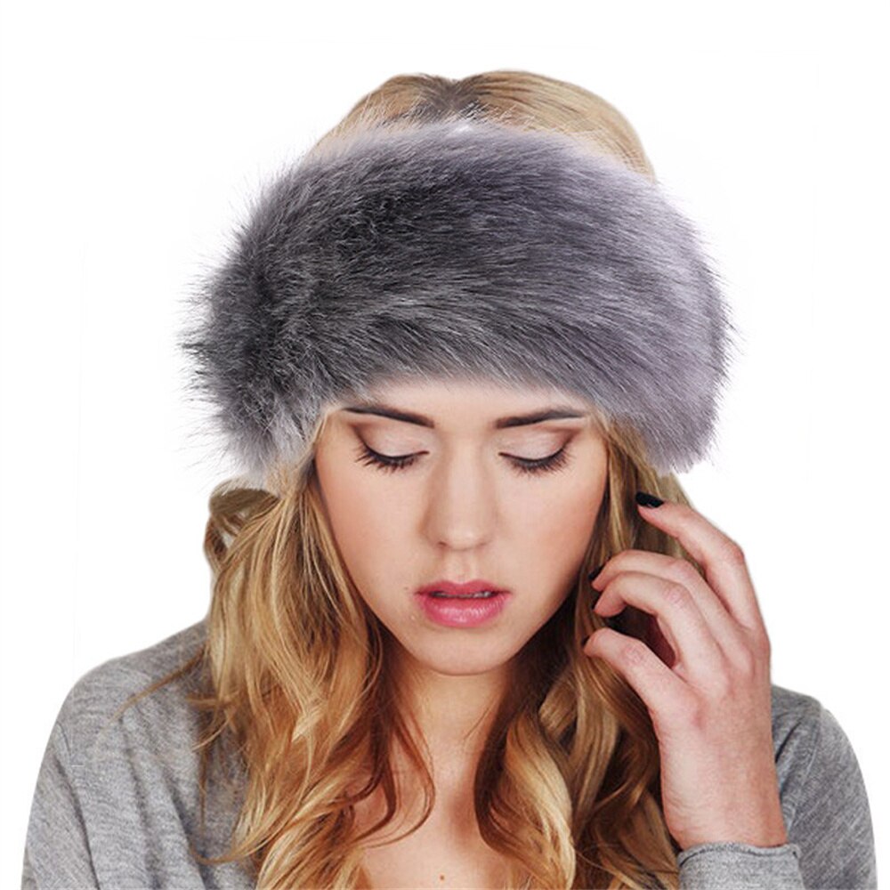Women Ski Headband Hat Fluffy Winter Warm Ear Flap Faux Fur Cap Fluffy Warm Flap Cap Ear Headband Russian Style