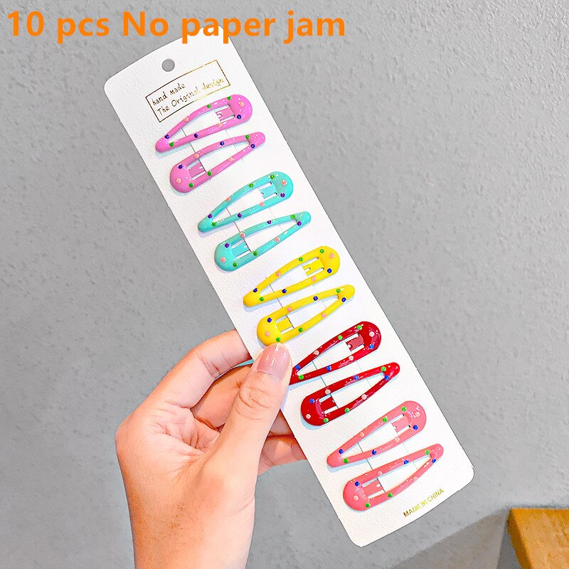 10/12pcs Cute Baby Girl Hair Clips Cartoon Snap Button Candy Color Star Shape Hair Clip Non-Slip Baby Clip Kids Accessories: 04