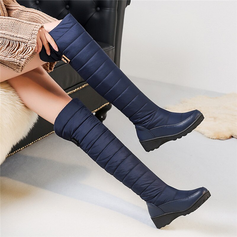ASUMER grande taille 35-44 bottes de neige femmes garder au bottes d'hiver bout rond plate-forme genou bottes hautes femme chaussures