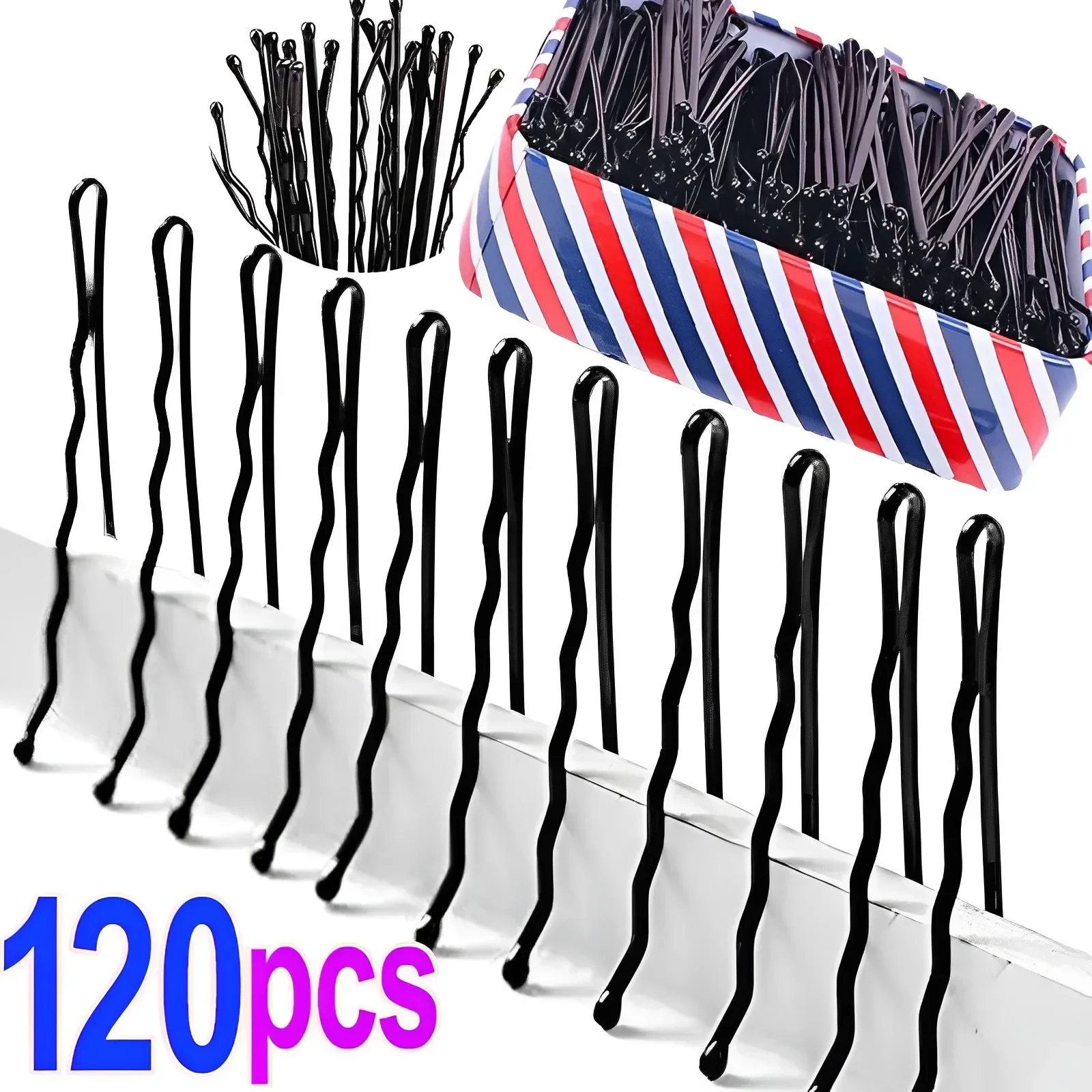 60/240 Uds. Pinzas para el cabello negras, horquilla en forma de U, horquilla ondulada Invisible, estilo de peinado, pasador de agarre para el cabello de Metal, accesorios para el cabello
