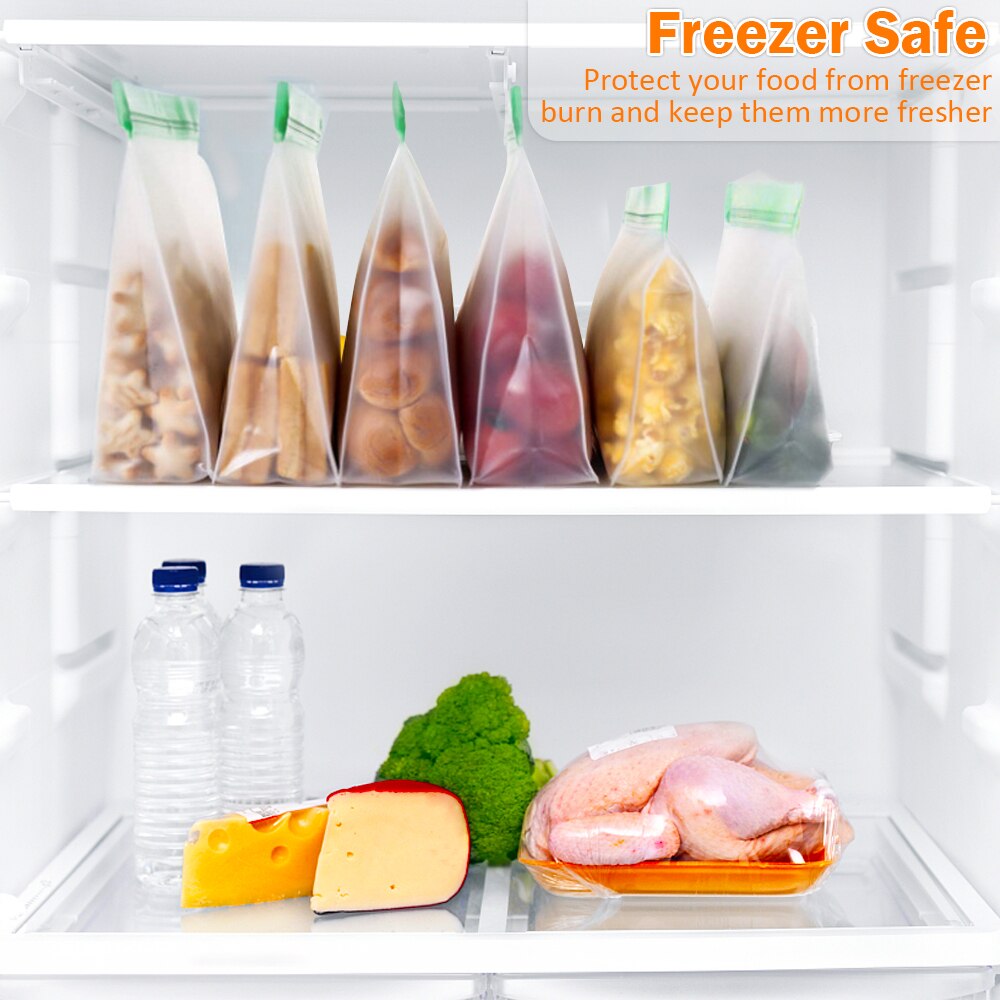 Reusable Food Bag Zero Waste PEVA Sealed Bags Snack Vegetable Fruits Sandwich Bag Friedge Fresh Food Storage Container BPA Free