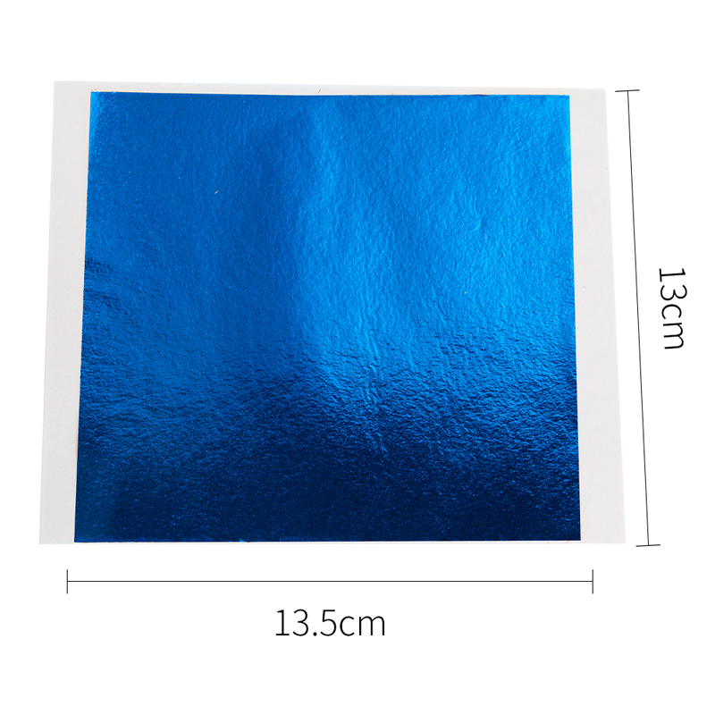 100 Uds. Hojas de hojas doradas de colores, manualidades de Arte de papel con purpurina plateada para paredes de muebles dorados, decoración Vintage de uñas, pintura DIY: Azul