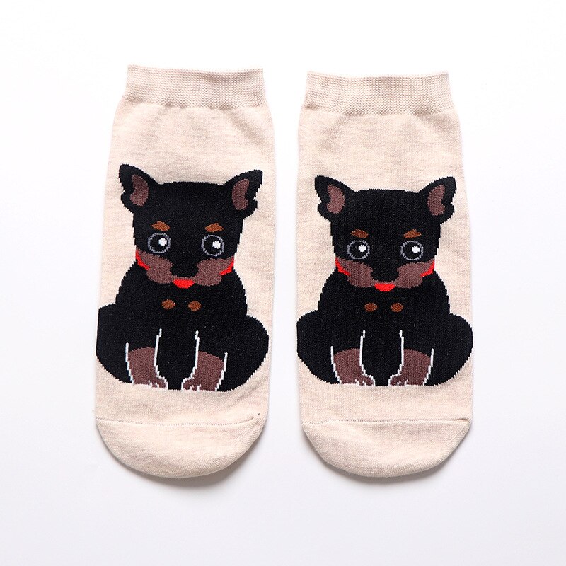 Primavera otoño lindo Animal mujeres algodón calcetines cortos Tide Dog Kawaii Bull Terrier Beagle japonés Casual Happy Funny Calcetines: 3