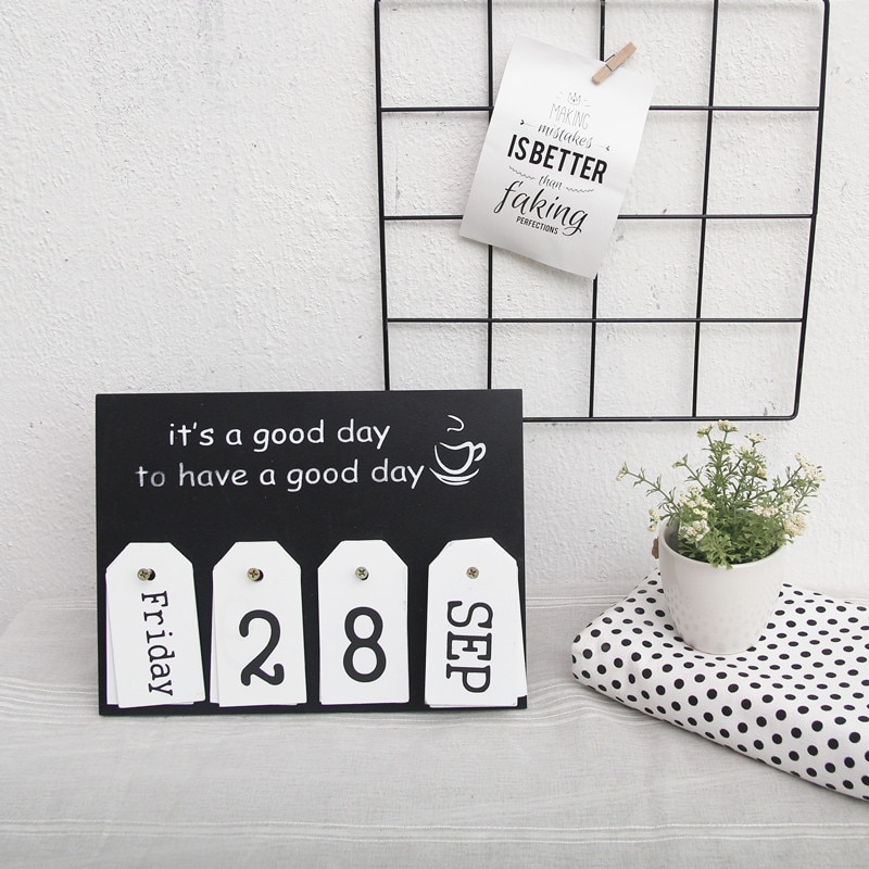 Minimalistische Moderne Creatieve Bureau Kalender Board voor home office Decor tafel top Dagelijks gebruikt of met Hand schrijven Zwarte Schoolbord