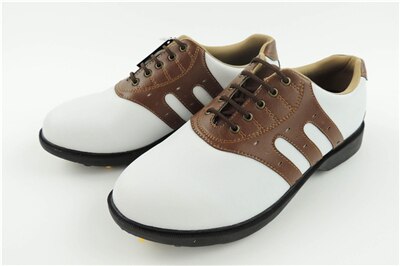 Menn utendørs golfsko pustende vanntette treningssko aktiviteter neglepigger golf joggesko sport atletisk sko  d0594: Brun / 7