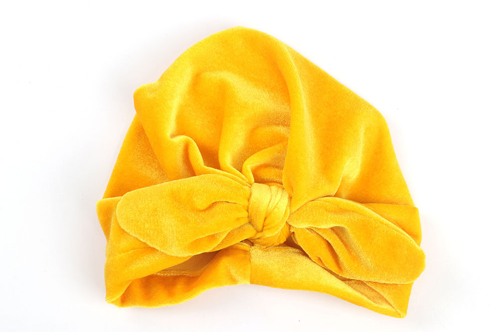 10 Kleuren Baby Hoofdbanden Rubber Oor Fluwelen Hoofdbanden Peuter Winter Warm Baby Tulband Beanie Hoed Elastische Head Band Hoofdtooi: Oranje