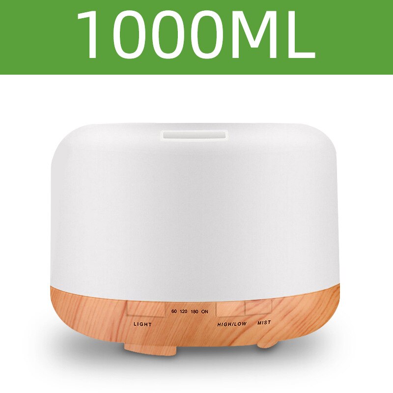 HA- Life Electric Aroma Diffuser Air Humidifier 500ML 1000ML Ultrasonic Cool Mist Maker Fogger LED Essential Oil Diffuser Home: Light brown 1000ml