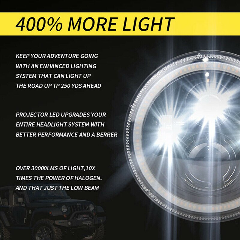 1Pc 7 Inch Ronde Led Koplampen Hi/Lo Beam Hoek Ogen Voor Wrangler Jk Lj Tj