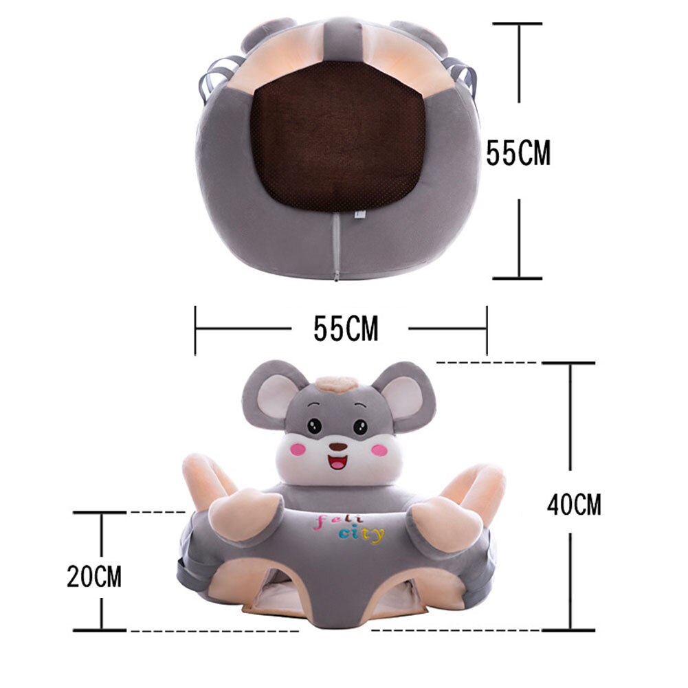 Baby Sofa Support Seat Cover Cartoon Animal Learning To Sit Feeding Chair with Rod Infant Toddler Washable Cradle No Filler