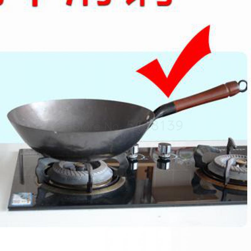 Olla de hierro hecha a mano Zhangqiu, olla de hierro antigua para el hogar, sartén antiadherente sin recubrimiento, estufa de gas wok de hierro forjado dedicada