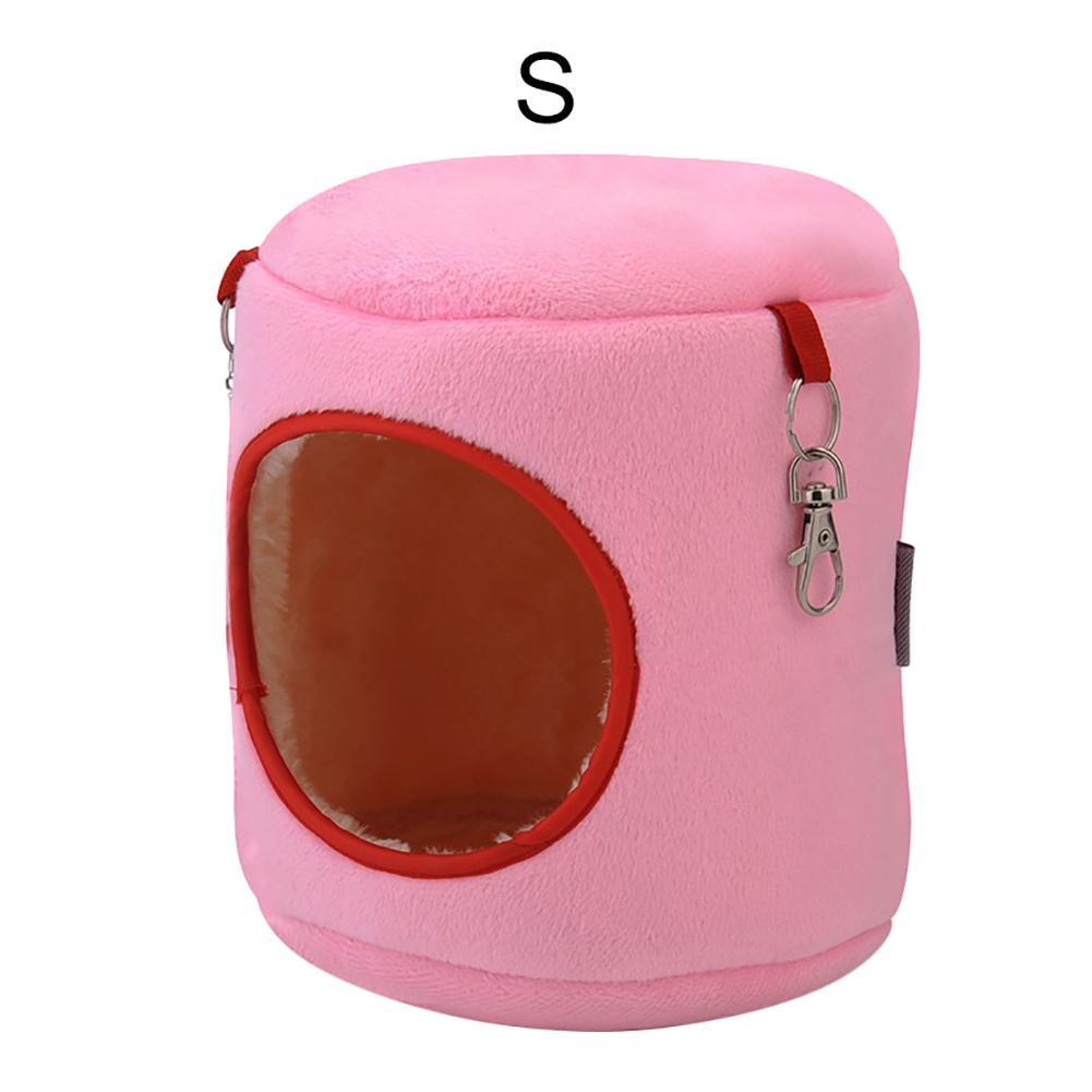 Hamaca para hámster cálida de algodón de felpa, hamaca para hámster, hamaca colgante para casa, Hurón, ardilla de juguete, jaulas de invierno para mascotas, color rosa, azul, 4 tamaños: Pink / M