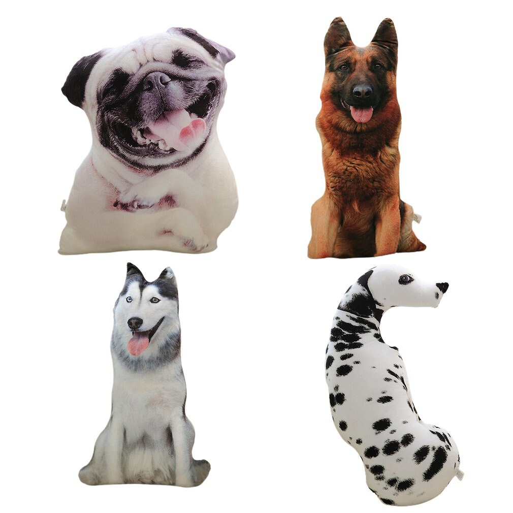 Almohada de simulación 3D para perro, cojín de felpa extraíble y lavable para siesta de oficina, perro, Sharpei, Dálmata, Husky, Lobo