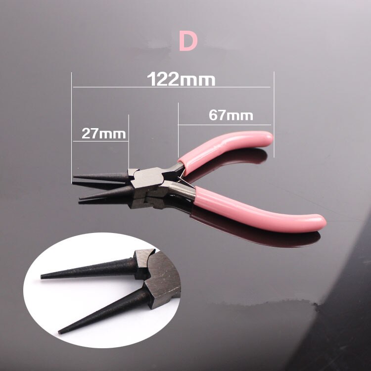 Cute Pink Color Jewelry Making Tool Kits Round Nose Plier Side Tweezers Mix Needle Spoon Tool DIY Jewelry Making: D