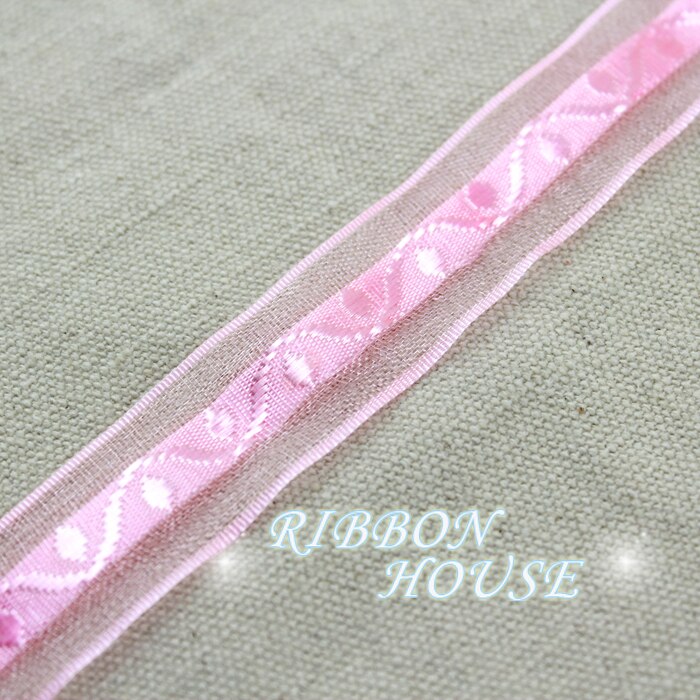 3/4 ''(20Mm) Roze Organza Lint Gekleurde Mooie Jacquard Serie Wrap Linten