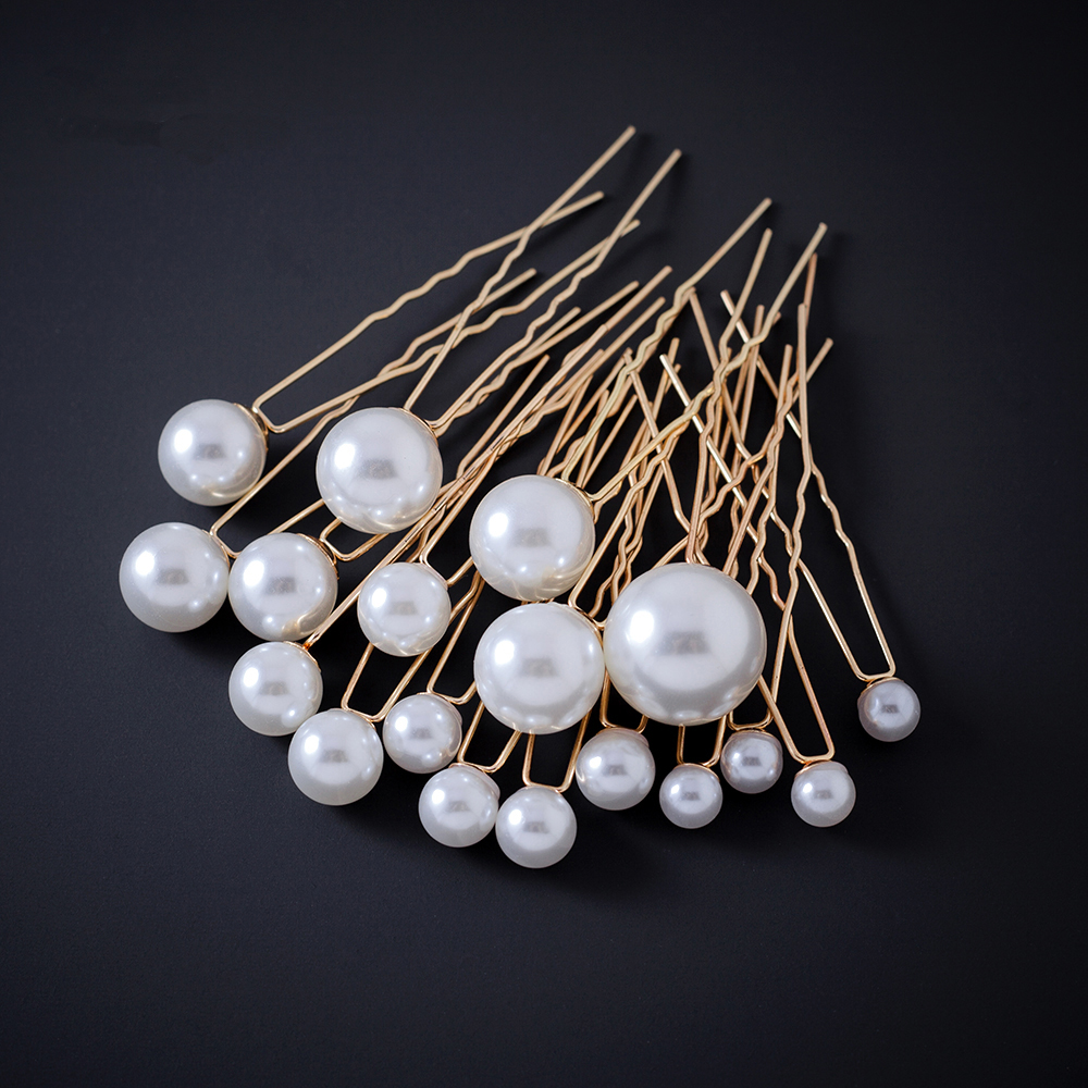 Accesorios para el cabello de boda, horquillas con diamantes de imitación para mujer, horquillas con perlas, tocado de novia, joyería de , , triangulación de envíos: Color amarillo dorado claro