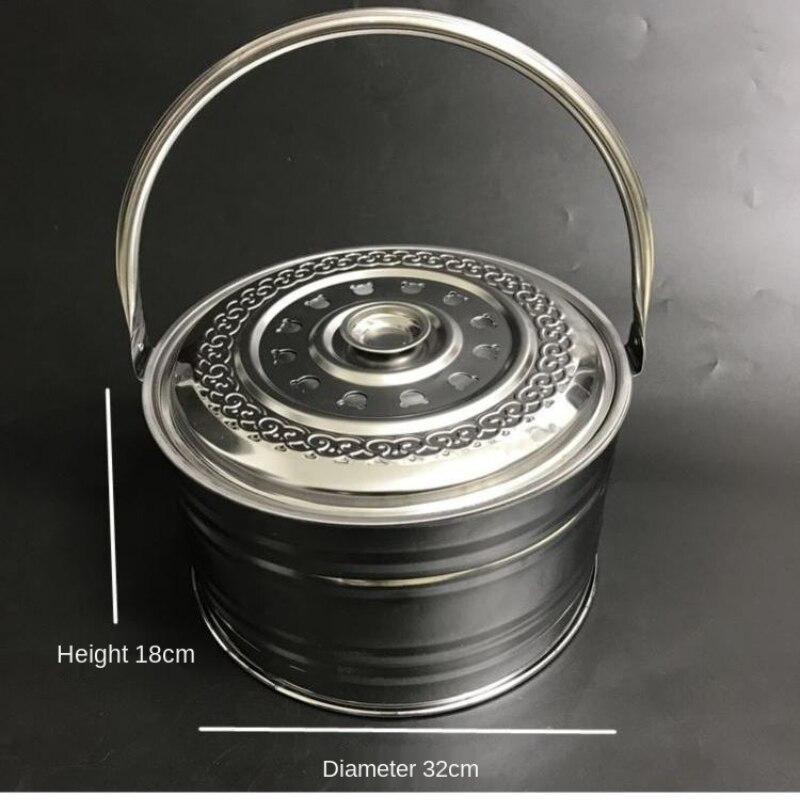 Portable Barbecue Heated Fireplace Stainless Steel BBQ Grill Moving Heating Stove Charcoal Warm Pot Household Stove Fire Bucket