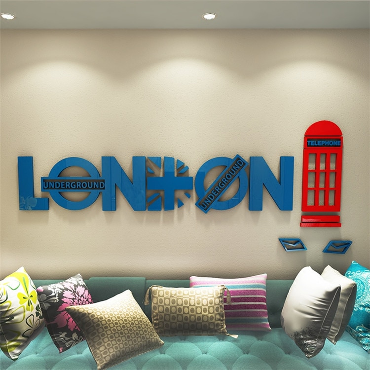 Engels London telefooncel 3D acryl Muursticker Woonkamer Sofa Achtergrond Muur Decoratieve Sticker