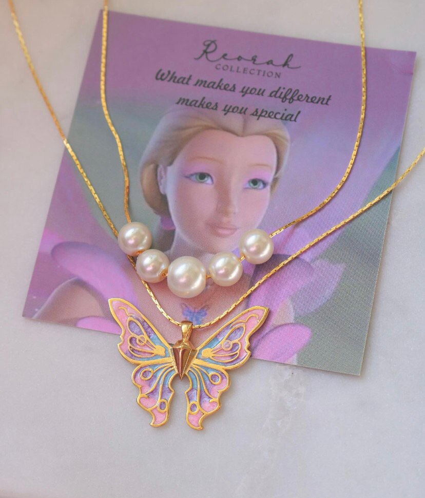 Commercio all&#39;ingrosso dei monili delle catene del Choker del doppio della collana della perla della farfalla di Pop tailandese delle nuove donne di modo