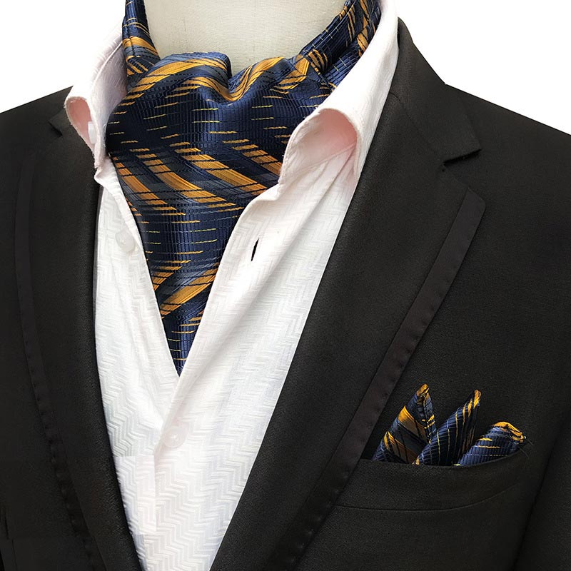 Lujosa corbata de seda Ascot de lujo para hombre, corbata para hombre, pañuelo para hacer corbatas, juegos de Cachemira Floral, bolsillo cuadrado, corbata para de boda