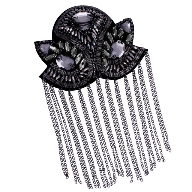 1PCS Handmade Shoulder Jewelry Tassel Rhinestones Epaulettes Clothing Accessories Brooch Epaulet Shoulder Brooches