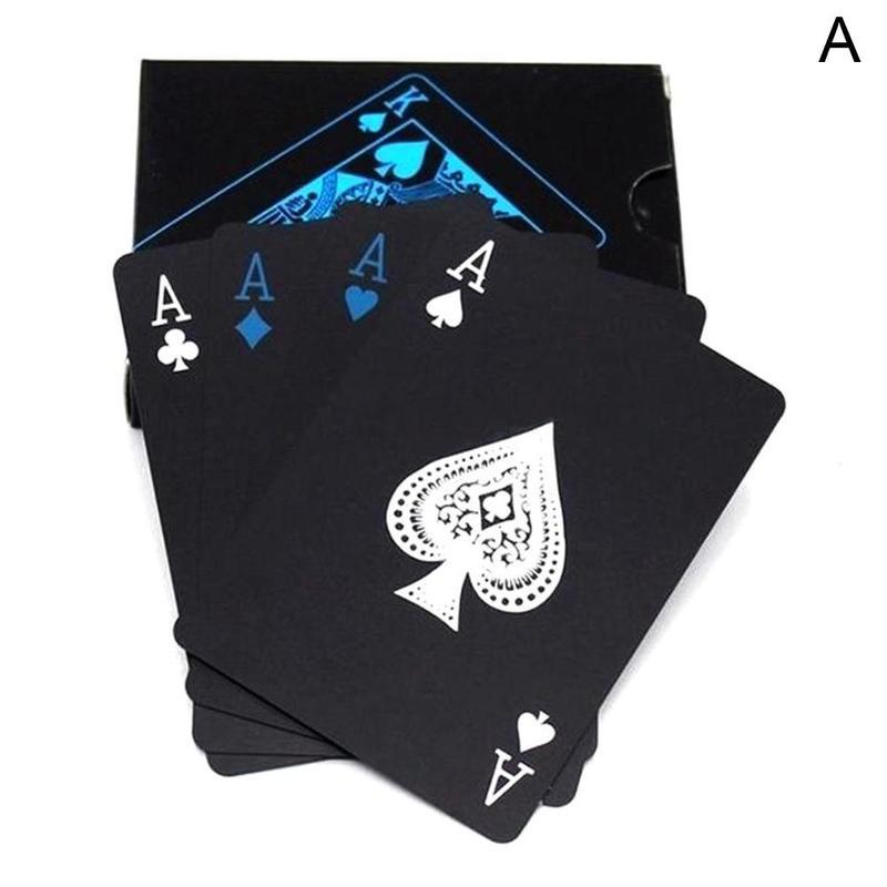 Plastic PVC Poker Waterproof Frosted Playing Cards Set Deck Poker Classic Tricks Tool Black Box-packed: Blue