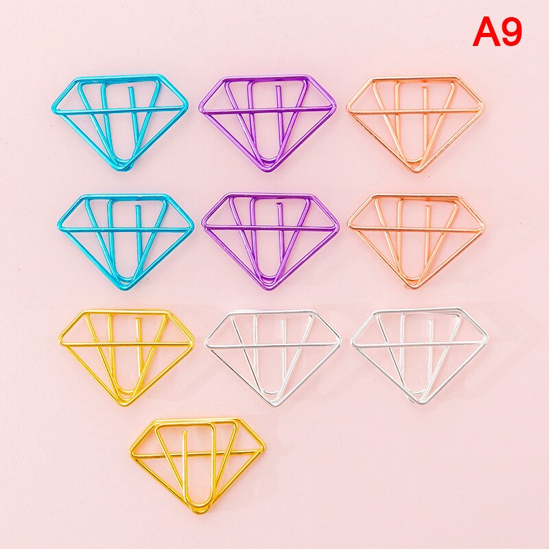 10pcs cute Cactus star Ice Cream Mini Paper Clips Kawaii Stationery Metal Clear Binder Clips Photos Tickets Notes Letter: A9
