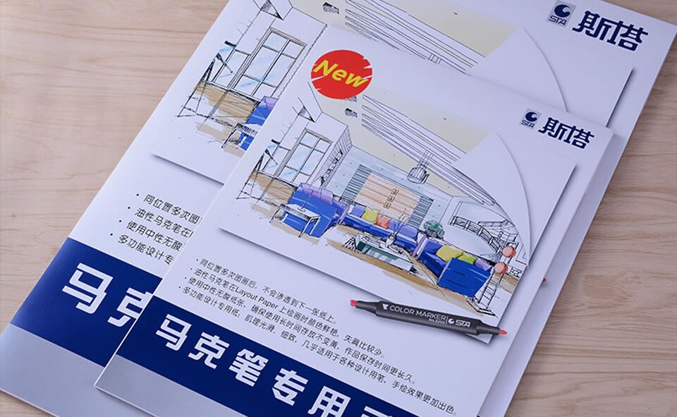 STA Marker Paper Pad Notebook For Markers Drawing Sketchpad For Sketching 30 Sheets A4 #0000