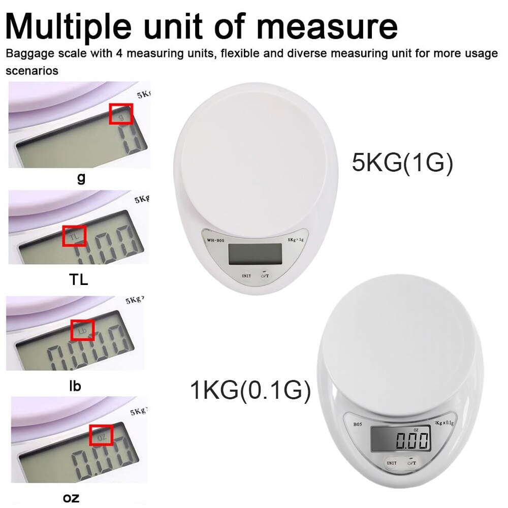 Electronic Digital Scale 5KG 1KG 0.1G LCD Monitor Electronic Kitchen Scale Mini Precision Scale Food Scale for Food Balance
