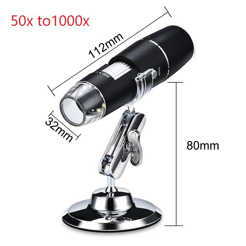 1000x digitale microscoop wifi microscoop vergrootglas camera 720p standaard voor android ios ipad digitale microscoop met 8 led-lampjes: 1