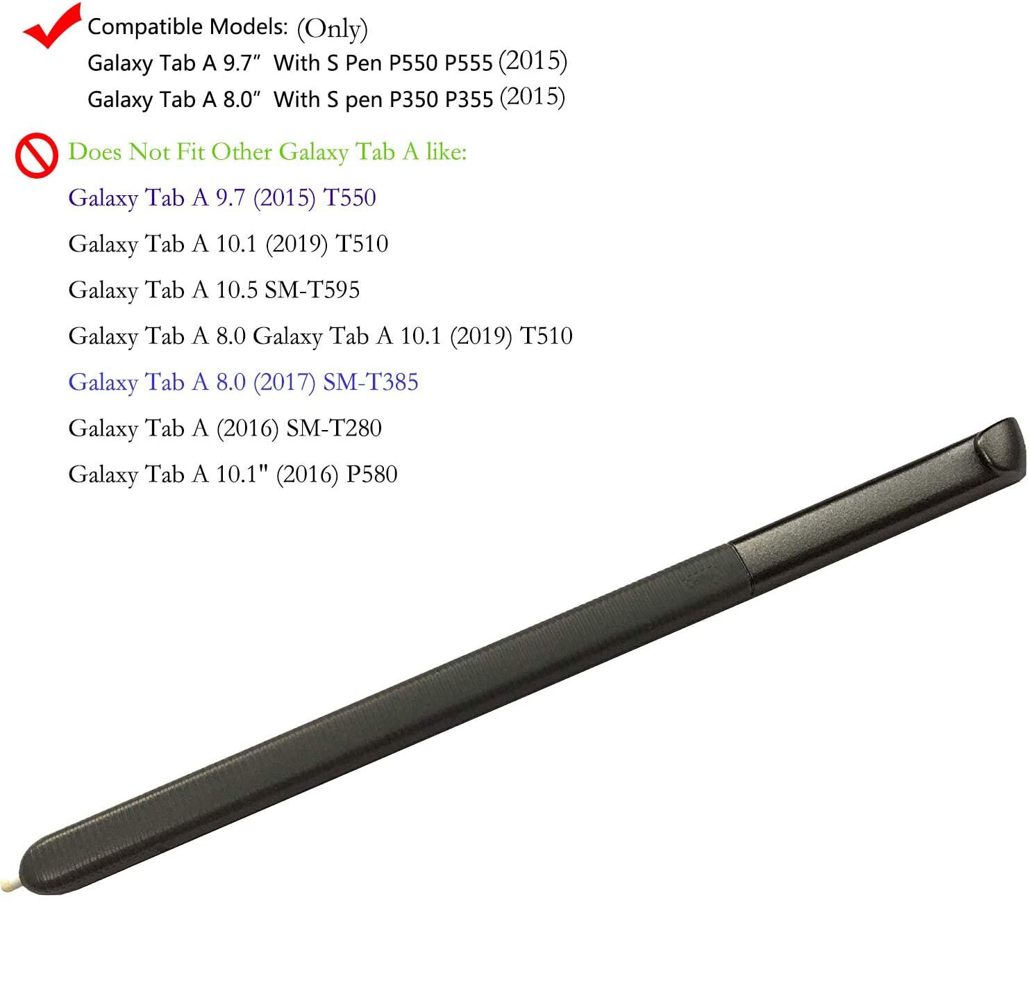 Lápiz táctil para Samsung Galaxy Tab A 9,7, P550, P350, P555, pantalla táctil capacitiva, Stylet activo s-pen