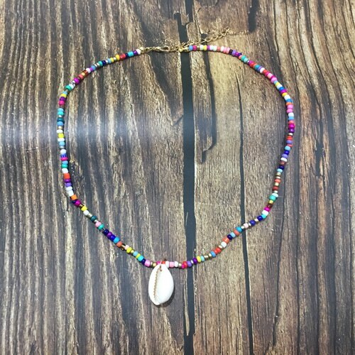 Proste koraliki shell Strand naszyjnik kobiety String z koralikami krótkie shell Choker naszyjnik biżuteria 16 cali Chokers naszyjnik prezent: 1