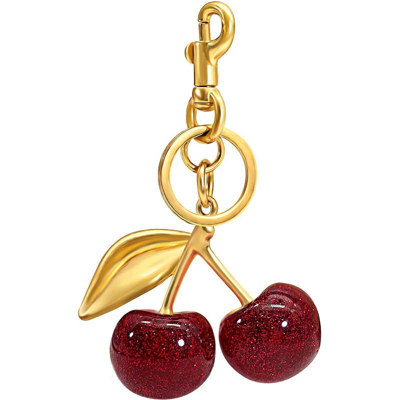 Llavero de cereza, dijes para bolso, bonito llavero con dije para bolso, accesorios de cereza para de mujer: Verde