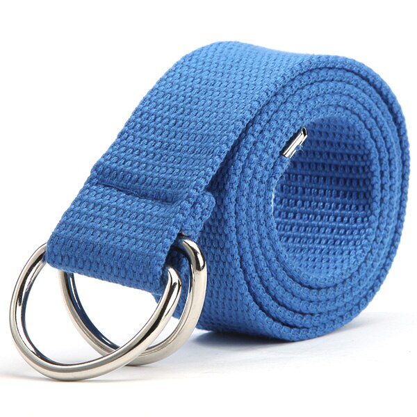 Ceintures de ceinture en toile à Double anneaux | 10 couleurs pour femmes et hommes, ceintures de ceinture à boucle W3: Bleu