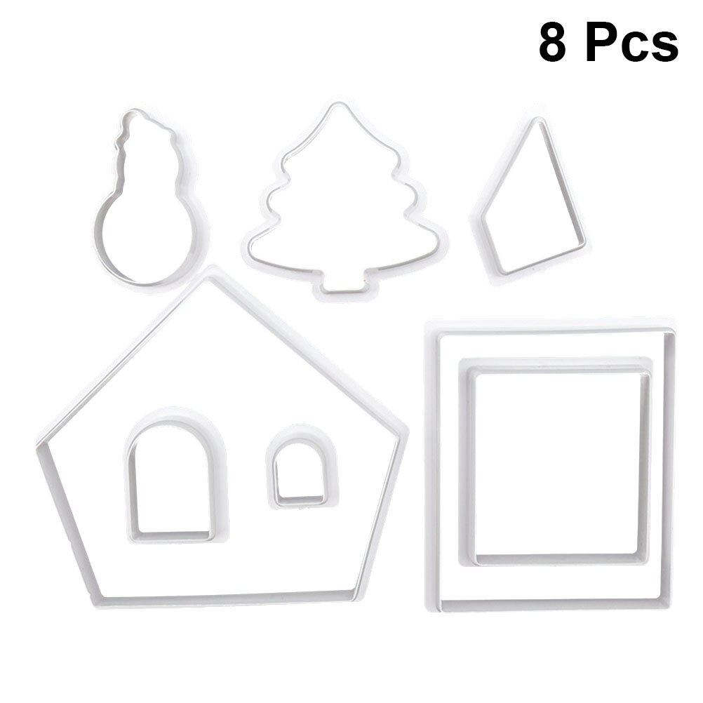 8 Pcs Cookie Cutters Kids Plastic Christmas DIY Mini House Chocolate Biscuit Cookie Mold Cutter For Cafe Kitchen