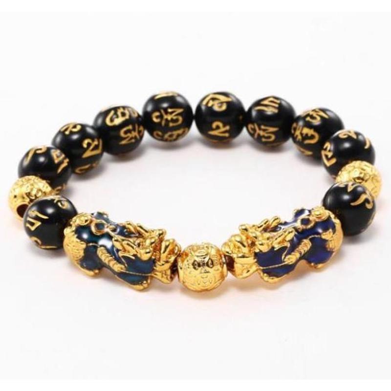 Zand Goud Dappere Armband Pi Xiu Feng Shui Zwart Obsidiaan Polsband Rijkdom Trekken Vrouwen Goede Kralen Stone Armbanden Voor Mannen s9Y9: Default Title