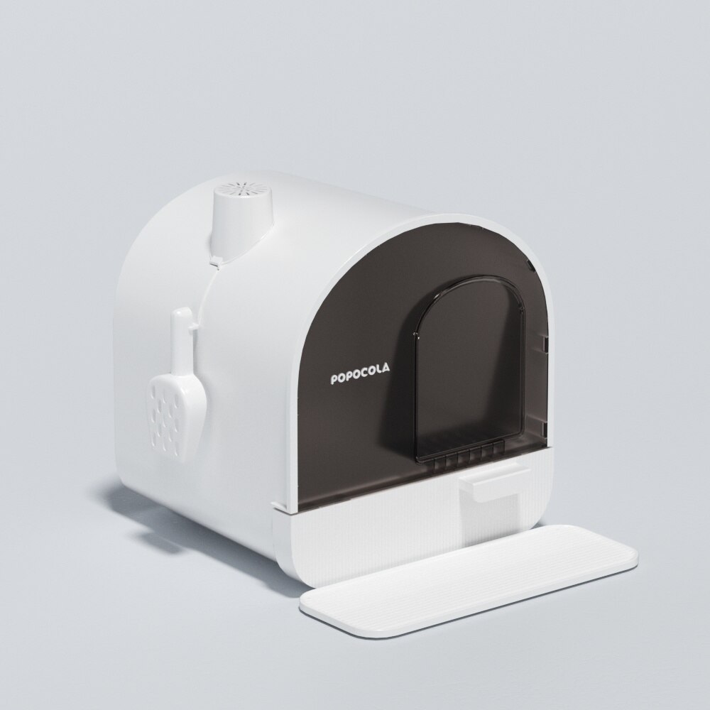 Lettiera per gatti design di lusso chiuso antispruzzo gattino Toilette grande spazio porta scura lettiera per gatti villa ridurre gli odori forniture per gatti: bianca 2