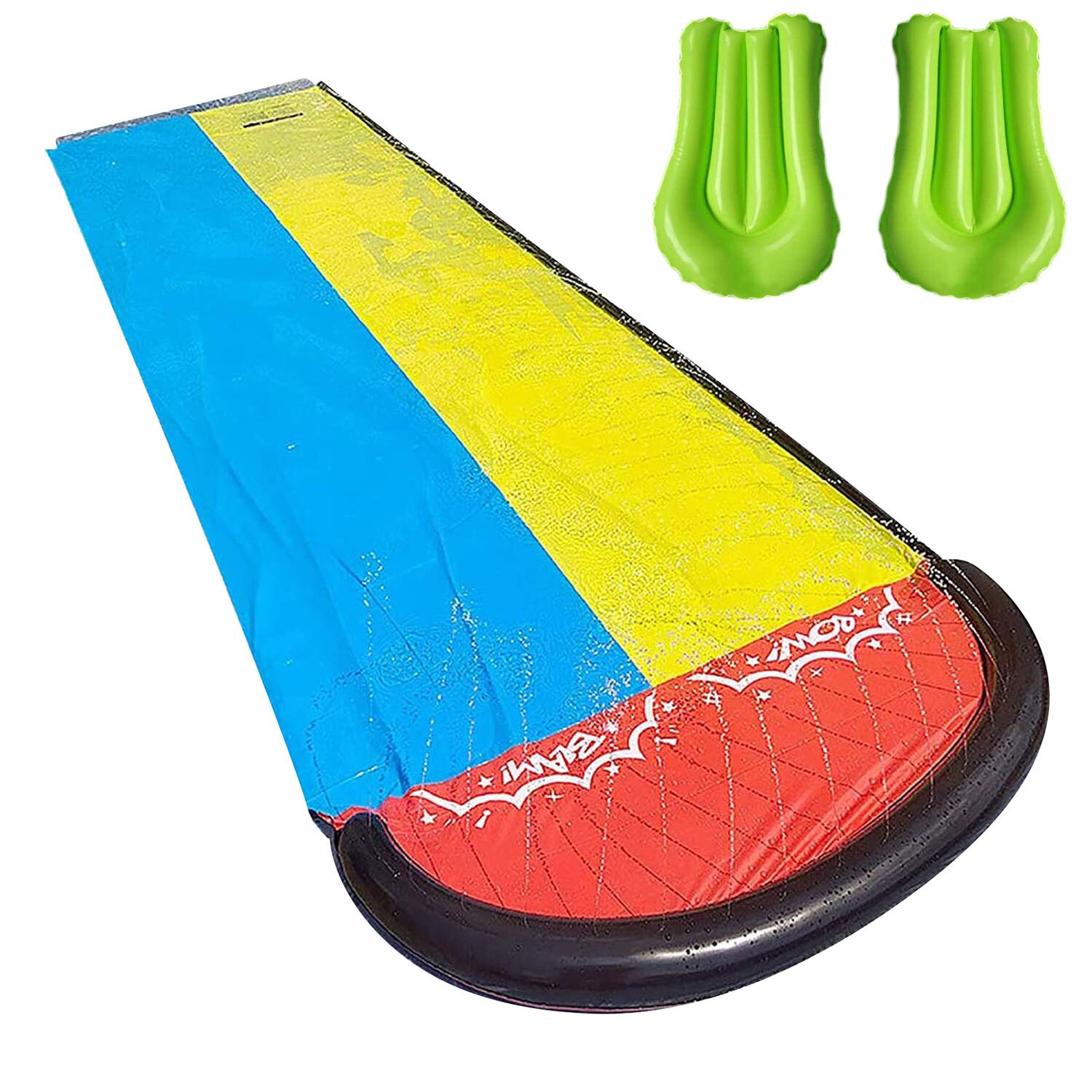 3Pcs Gazon Water Glijbaan Dubbele Rijstrook Zomer Water Splash Glijbaan Achtertuin Speelgoed Kids Dubbele Glijbaan Volwassenen Zwembad party