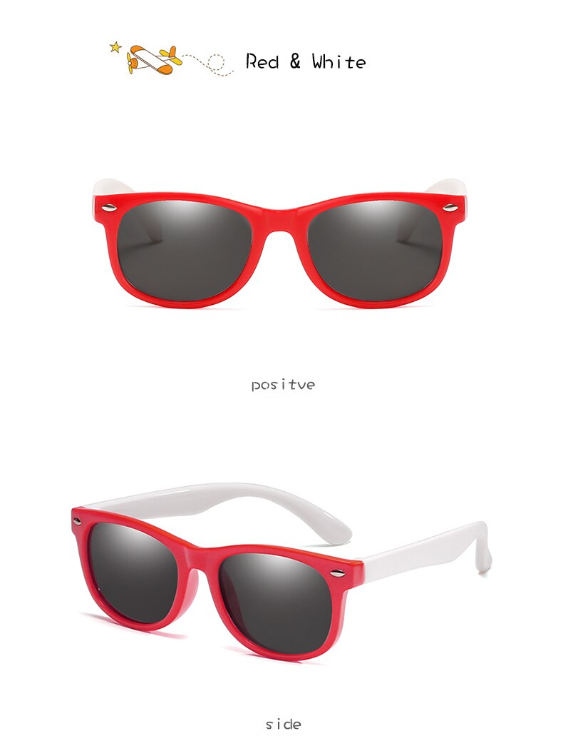 Lange Keeper Gepolariseerde Kids Zonnebril Jongens Meisjes Baby Baby Mode Zonnebril 100% UV400 Brillen Kind Shades Gafas Infantil: red white