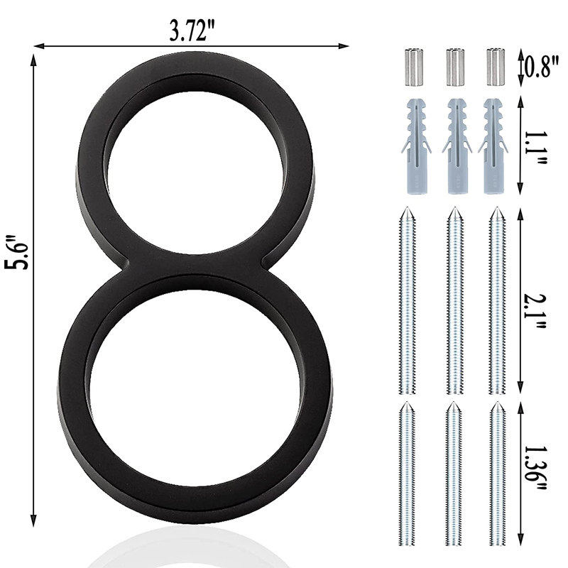5,6 inch appartement deurnummers waterdicht zinklegering straat brievenbus huisadresborden zwart modern huis drijvende plaat cijfer