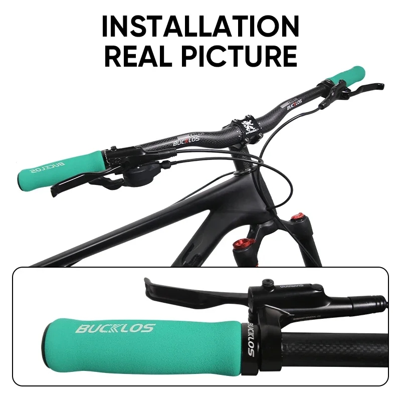 BUCKLOS Mtb Bicycle Grips Sponge Shock-absorbing Cycling Handlebar Sleeve Antislip Bike Handlebar Grip Comfort BMX Parts: green