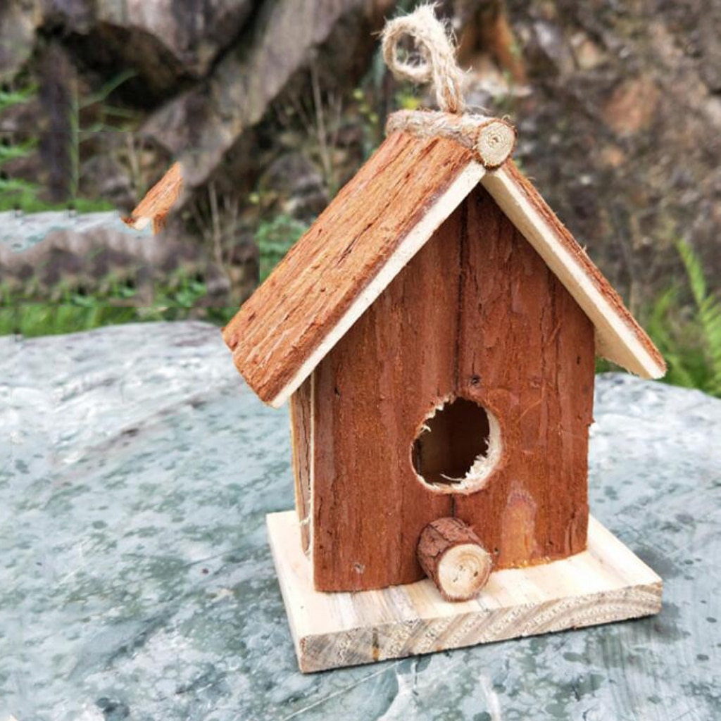 Conserveermiddel Opknoping Vogel Huis Outdoor Tuin Patio Decoratieve Huisdier Huisje Houten Vogelhuisje