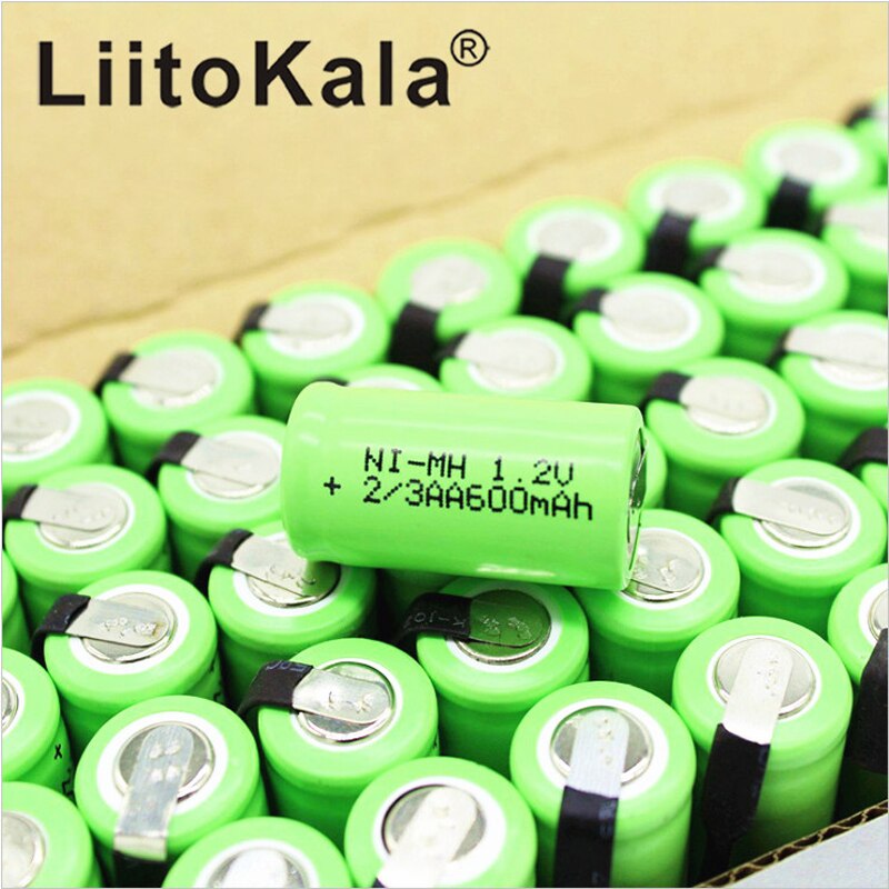 LiitoKala 2/3 AA Rechargeable Battery 600mAh Ni-Cd nicd 1.2V Battery Batteries Blue - the more , the cheaper-