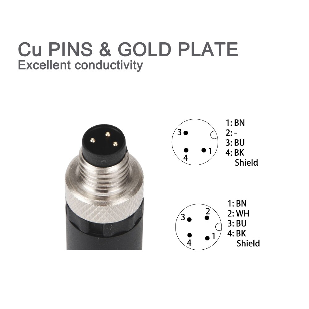 Cloweit M8 Sensor Stecker Wasserdicht männlich & weiblich Stecker Gerade Winkel Schraube Gewinde Kupplung 3Stift 4p Tafel montieren Flansch buchse